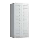 Tøjudleveringsskab 2x11 rum med lige tag og lys grå døre med cylinderlås – image 1