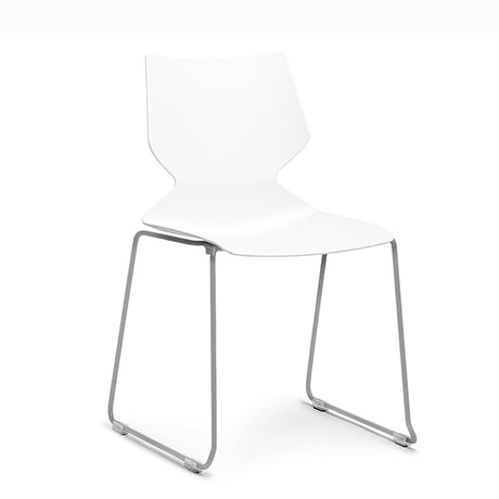 Konferencestol Fly hvid med alugråt stel RAL9006 – image 1