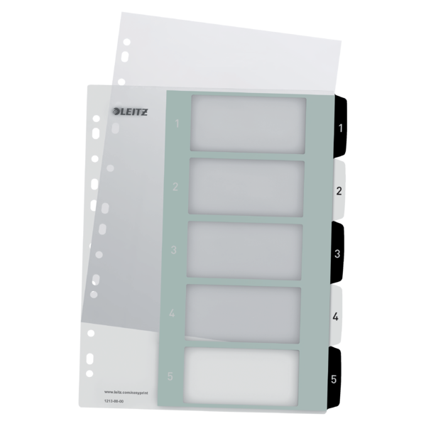 Register printbar PP A4+ 1-5 hvid/sort