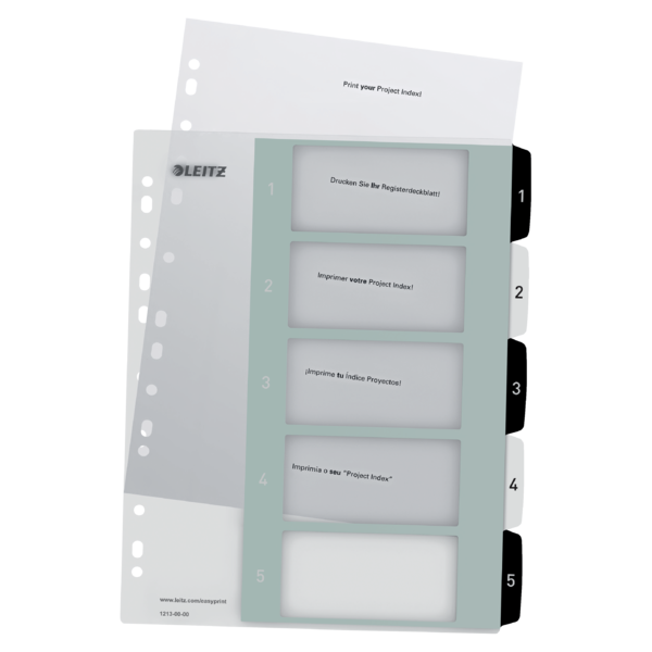 Register printbar PP A4+ 1-5 hvid/sort