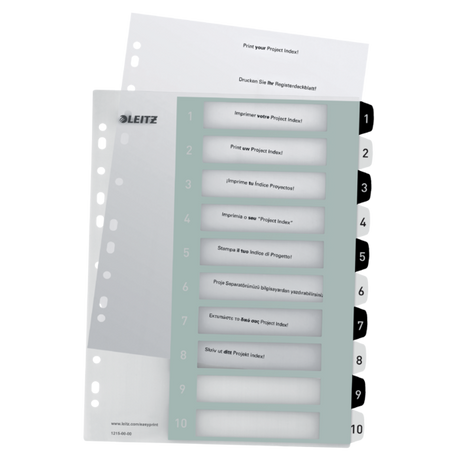 Register printbar PP A4+ 1-10 hvid/sort