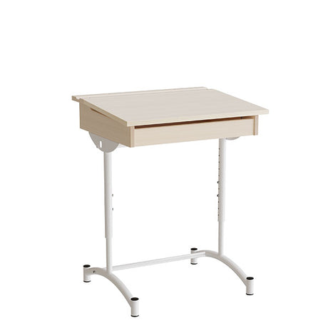 Elevbord, stilbar 128, lyddæmpende birk laminat, hvidt stel – image 2