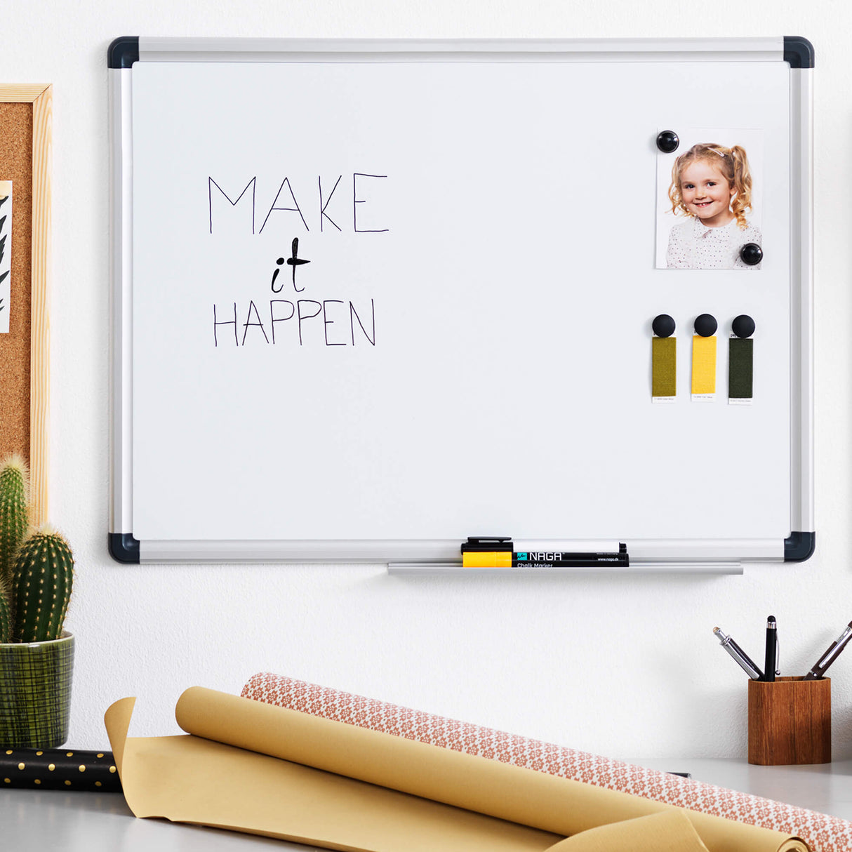 50 x 35 cm. Whiteboard med alu. ramme – image 2