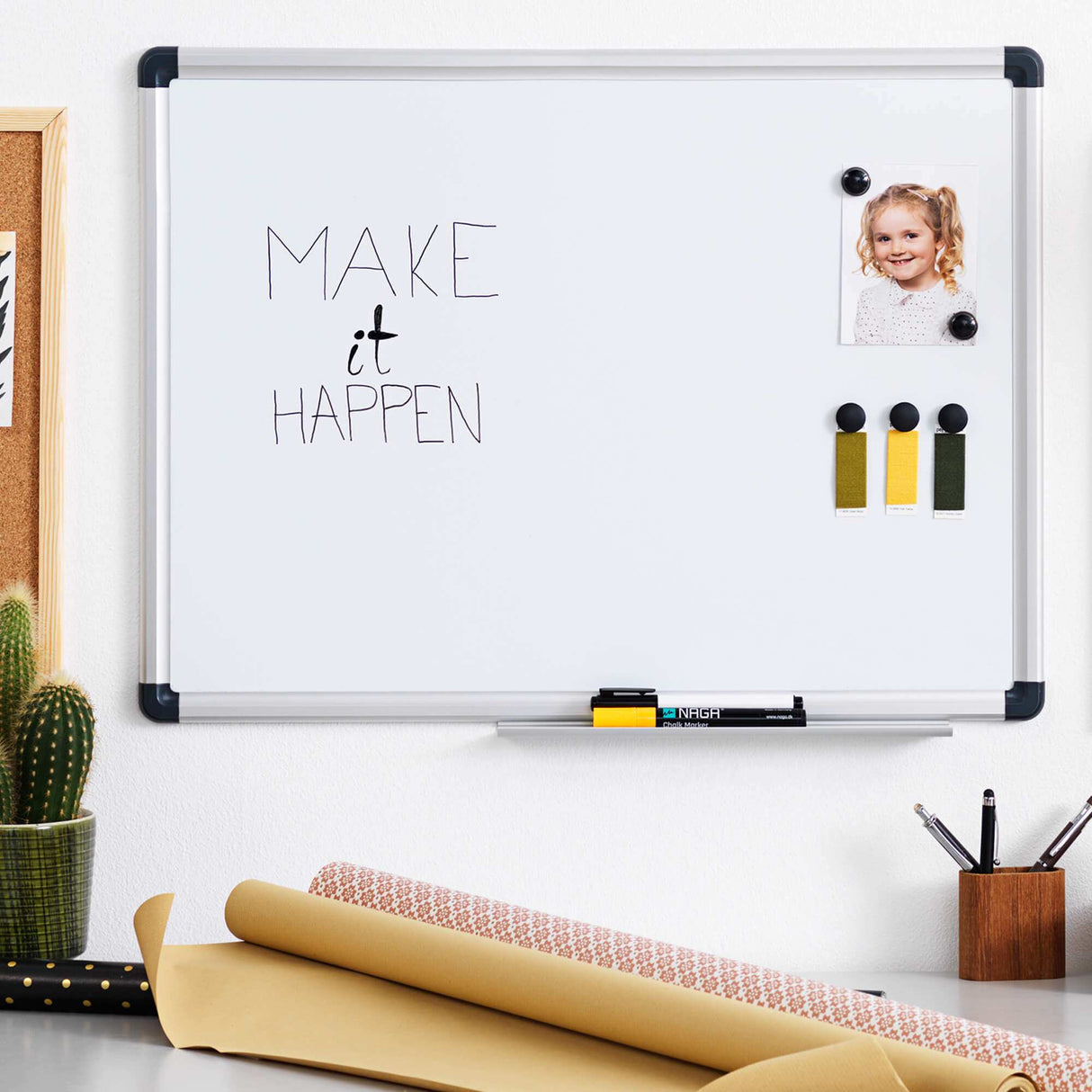 Klassisk whiteboard | 50 x 35 cm. Whiteboard med alu. ramme  | Officely