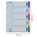 Faneblade PP A4 5-delt farvede faner