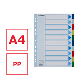 Faneblade PP A4 10-delt farvede faner