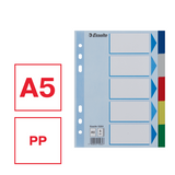 Faneblade PP A5 5-delt farvede faner
