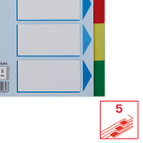 Faneblade PP A5 5-delt farvede faner