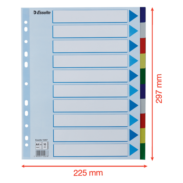 Faneblade PP A4 maxi 10delt farvede faner