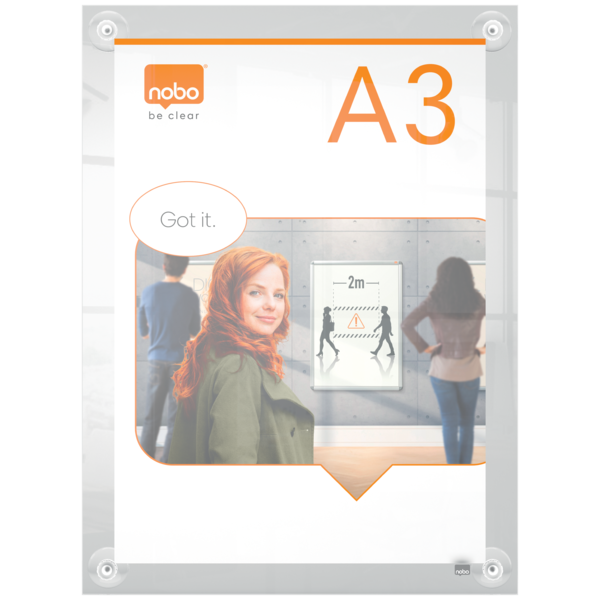 Akryl skilt m/sugekop Premium Plus A3
