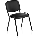 Konferencestol Iso, sort skindimitation med sorte stoleben – image 1