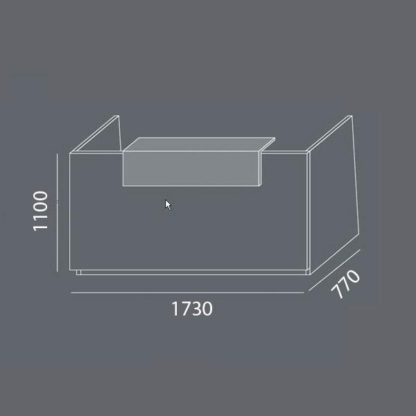 Reception DNA Antracit 1730 mm, Fast bordplade