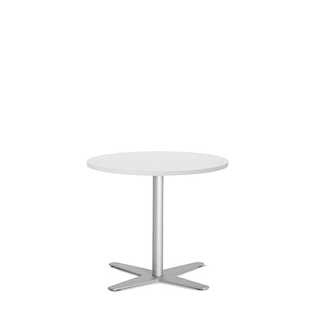 Ergoff Bord Amy Ø650 mm H582 mm, Hvid laminat Alugråt understel – Kantineborde