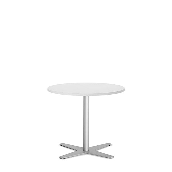 Ergoff Bord Amy Ø650 mm H582 mm, Hvid laminat Alugråt understel – Kantineborde
