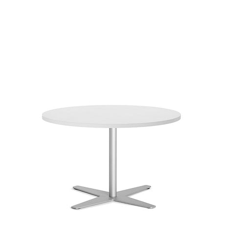 Ergoff Bord Amy Ø900 mm H582 mm, Hvid laminat Alugråt understel – Kantineborde