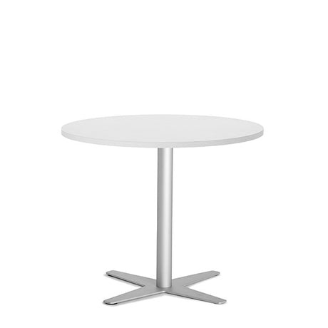 Ergoff Bord Amy Ø900 mm H752 mm, Hvid laminat Alugråt understel – Kantineborde