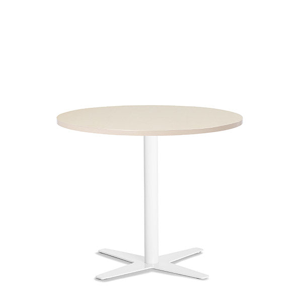 Ergoff Bord Amy Ø900 mm H752 mm, Birk laminat Hvidt understel – Kantineborde