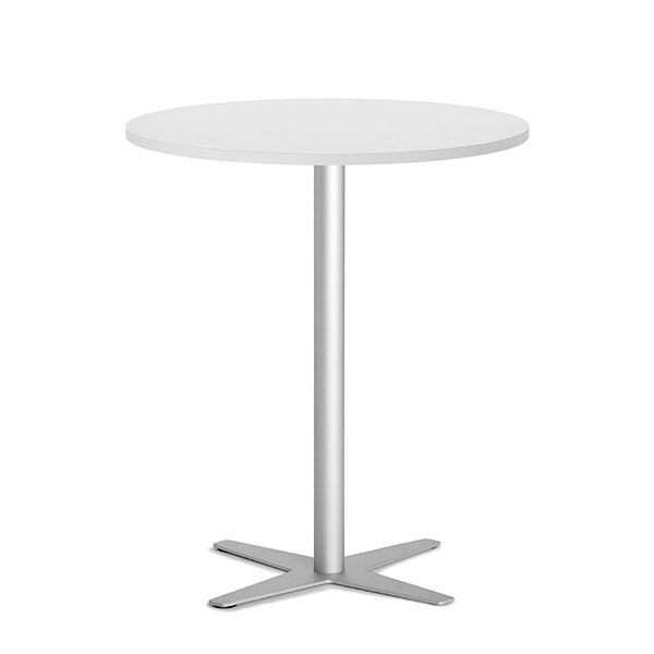 Ergoff Bord Amy Ø900 mm H1050 mm, Hvid laminat Alugråt understel – Kantineborde