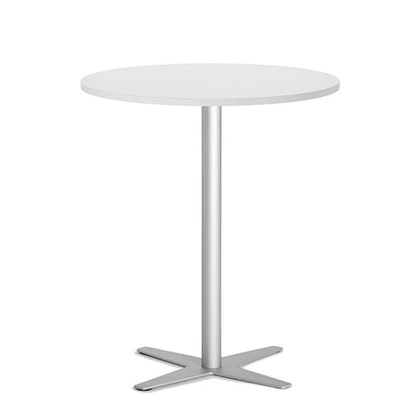 Ergoff Bord Amy Ø900 mm H1050 mm, Hvid laminat Alugråt understel – Kantineborde