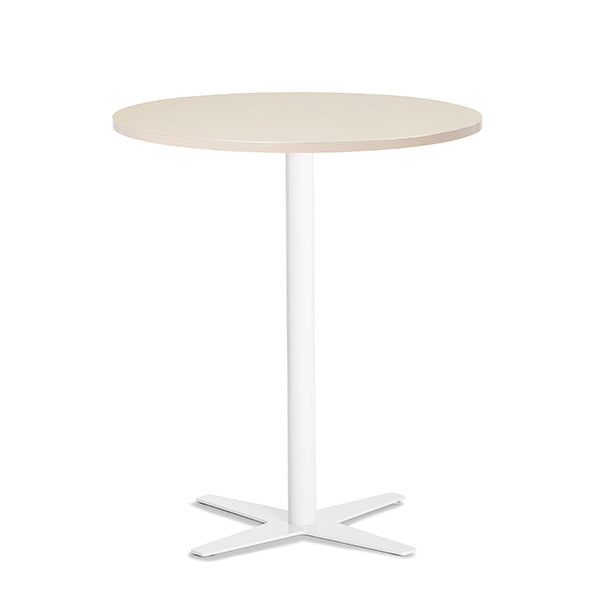 Ergoff Bord Amy Ø900 mm H1050 mm, Birk laminat Hvidt understel – Kantineborde