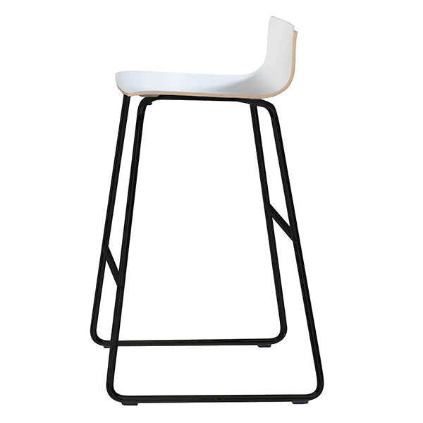 Barstol Cafe VII hvid laminat på sorte stolben