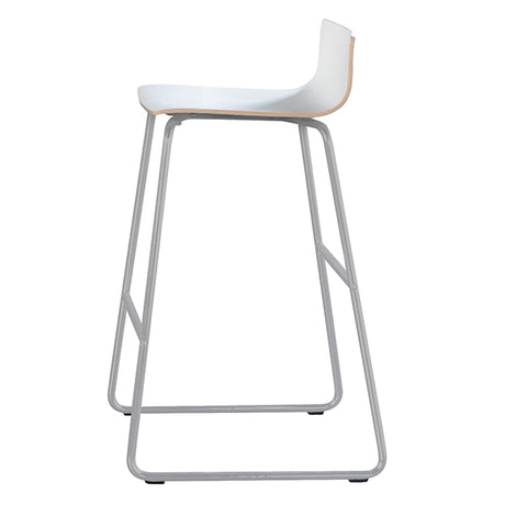 Barstol Cafe VII hvid laminat på alugrå stolben