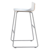 Barstol Cafe VII hvid laminat på alugrå stolben