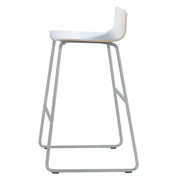 Barstol Cafe VII hvid laminat på alugrå stolben