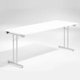 Bord Dinner, Hvid 1800x800 mm, Alugråt understel