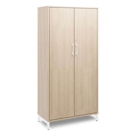 Ergoff Kontorskab DNA, 800x1660 mm, Eg/Hvid, skydedør 4A4 – Bogreoler & kontorskabe