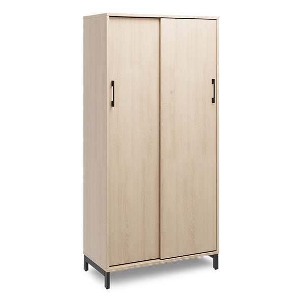 Ergoff Kontorskab DNA, 800x1660 mm, Eg/Sort, skydedør 4A4 – Bogreoler & kontorskabe