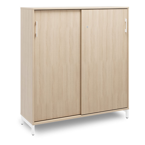 Ergoff Kontorskab DNA, 1200x1275 mm, Eg/Hvid, skydedør 3A4 – Bogreoler & kontorskabe