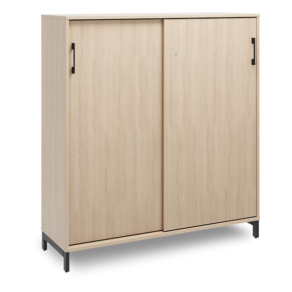 Ergoff Kontorskab DNA, 1200x1275 mm, Eg/Sort, skydedør 3A4 – Bogreoler & kontorskabe