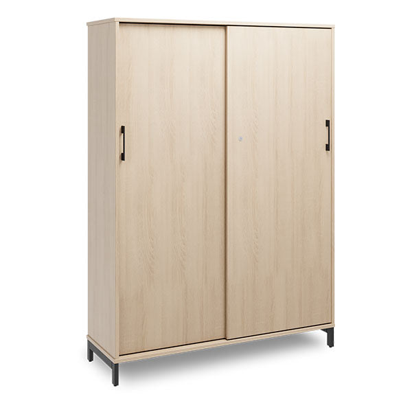 Ergoff Kontorskab DNA, 1200x1660 mm, Eg/Sort, skydedør 4A4 – Bogreoler & kontorskabe