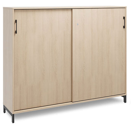 Ergoff Kontorskab DNA, 1600x1275 mm, Eg/Sort, skydedør 3A4 – Bogreoler & kontorskabe