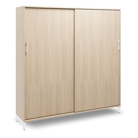 Ergoff Kontorskab DNA, 1600x1660 mm, Eg/Hvid, skydedør 4A4 – Bogreoler & kontorskabe