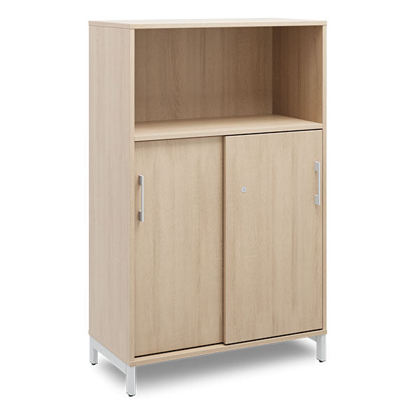 Ergoff Kontorskab DNA, 800x1275 mm, Eg/Alugrå 3A4/2A4 – Bogreoler & kontorskabe