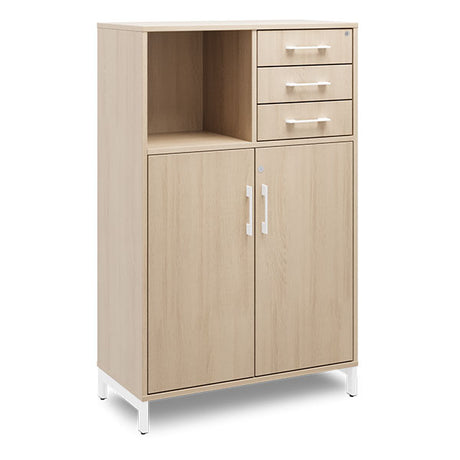 Ergoff Kontorskab DNA, 800x1275 mm, Eg/Hvid, skuffemodul 3A4/2A4 – Bogreoler & kontorskabe