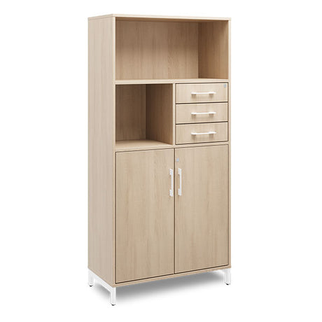 Kontorskab DNA, 800x1660 mm, Eg/Hvid, skuffemodul 4A4/2A4
