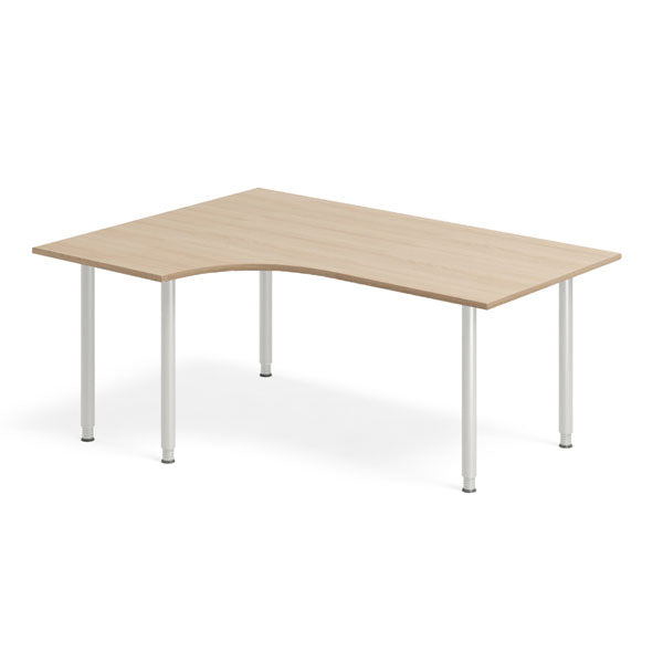 Ergoff Skrivebord DNA, Eg 1600x1200mm Venstre I-ben/Alugrå – Skriveborde