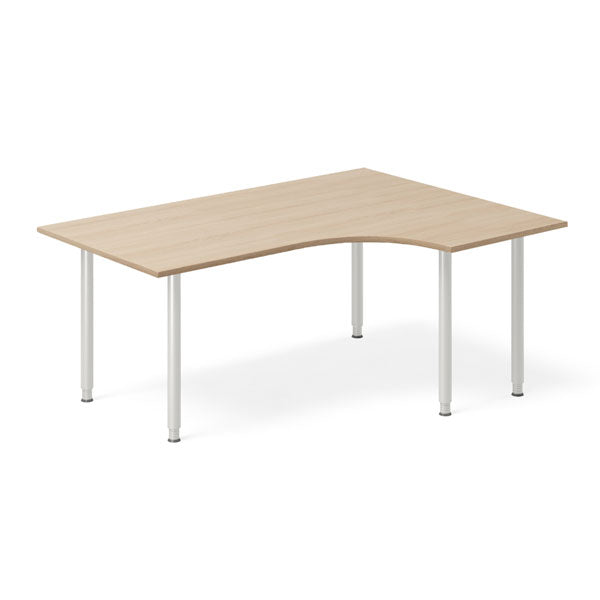 Ergoff Skrivebord DNA, Eg 1600x1200mm Højre I-ben/Alugrå – Skriveborde