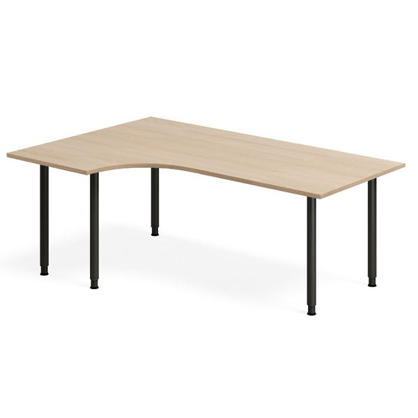 Ergoff Skrivebord DNA, Eg 1800x1200mm Venstre I-ben/Sort – Skriveborde