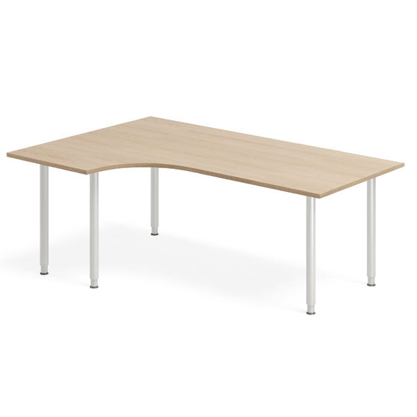 Ergoff Skrivebord DNA, Eg 1800x1200mm Venstre I-ben/Alugrå – Skriveborde
