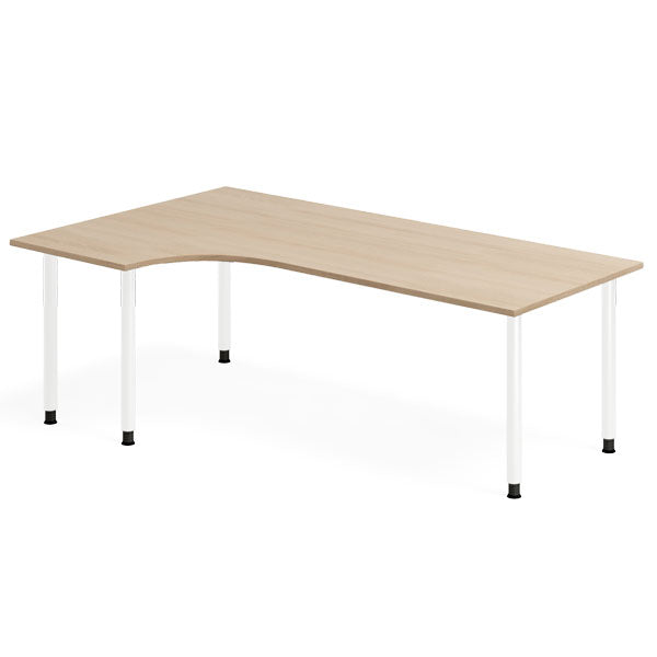 Ergoff Skrivebord DNA, Eg 2000x1200mm Venstre I-ben/Hvid – Skriveborde