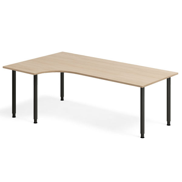 Ergoff Skrivebord DNA, Eg 2000x1200mm Venstre I-ben/Sort – Skriveborde