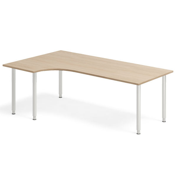 Ergoff Skrivebord DNA, Eg 2000x1200mm Venstre I-ben/Alugrå – Skriveborde