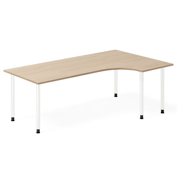 Ergoff Skrivebord DNA, Eg 2000x1200mm Højre I-ben/Hvid – Skriveborde