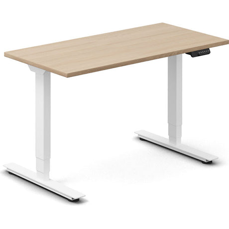 Ergoff Hæve-sænkebord DNA, Eg 1200x600mm 2-ben/Hvid – Hæve/sænkeborde