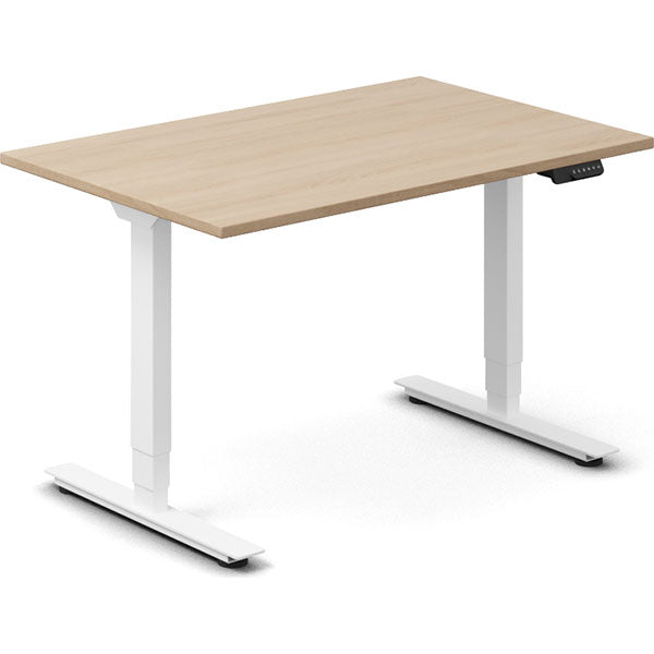 Ergoff Hæve-sænkebord DNA, Eg 1200x800mm 2-ben/Hvid – Hæve-sænkeborde