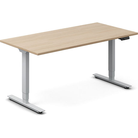 Ergoff Hæve-sænkebord DNA, Eg 1600x800mm 2-ben/Alugrå – Hæve/sænkeborde